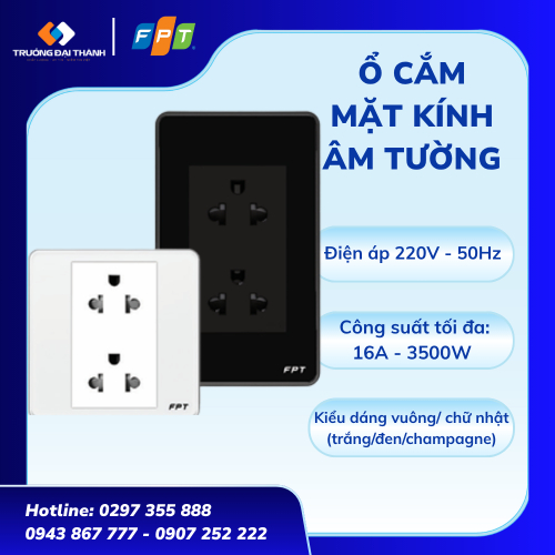 Ổ Cắm Mặt Kính Âm Tường